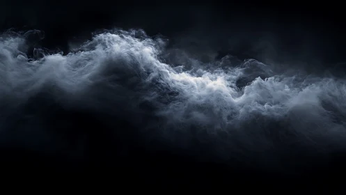Storm of ghostly vapor rolling through midnight silence.