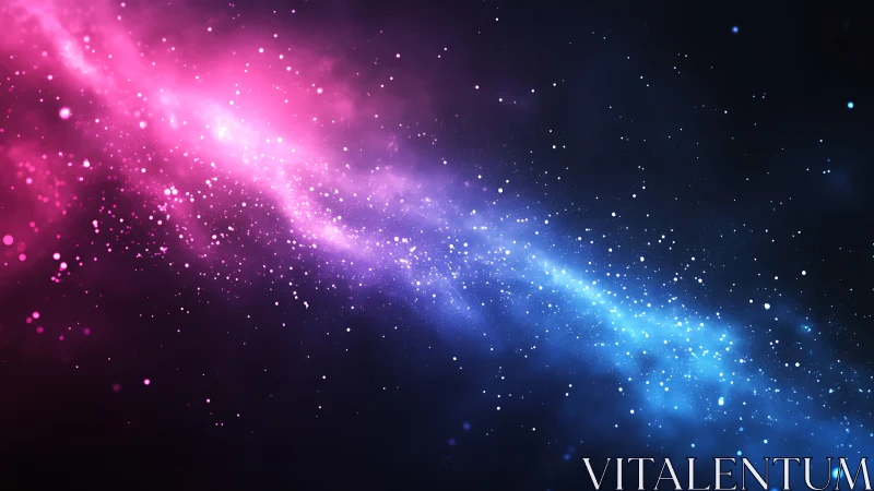 Soft stardust river in glowing pink and blue night sky.