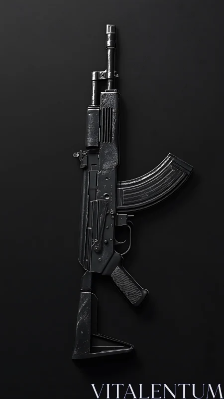 Midnight rifle silhouette glows in sleek monochrome steel.