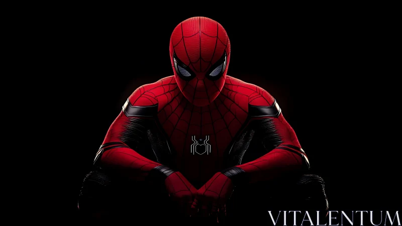 Spider-themed hero crouching in red and black suit.