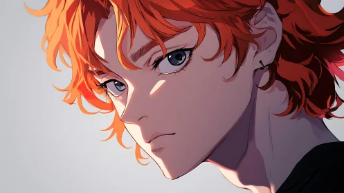 Angular anime portrait studies cool lighting on red hair