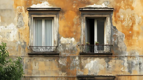 Weathered ochre windows quietly tell a story of urban time