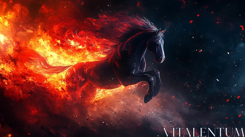 Fiery spectral horse emerges dynamically from dense eruptive flames