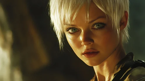 Silver haired wanderer studies the light with fierce calm