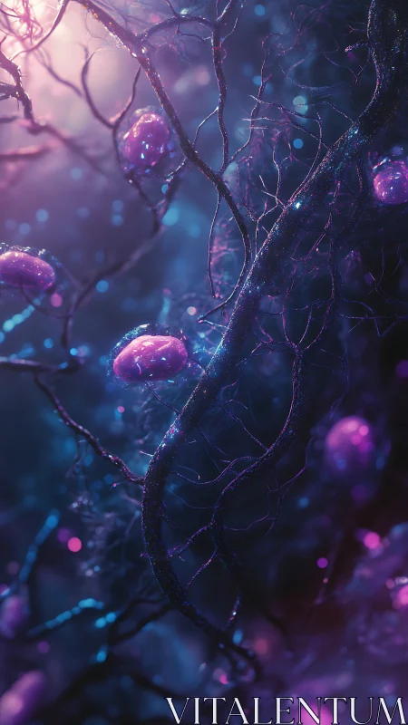 Neon Nerve Garden with Luminous Synaptic Fruit Dreaming.