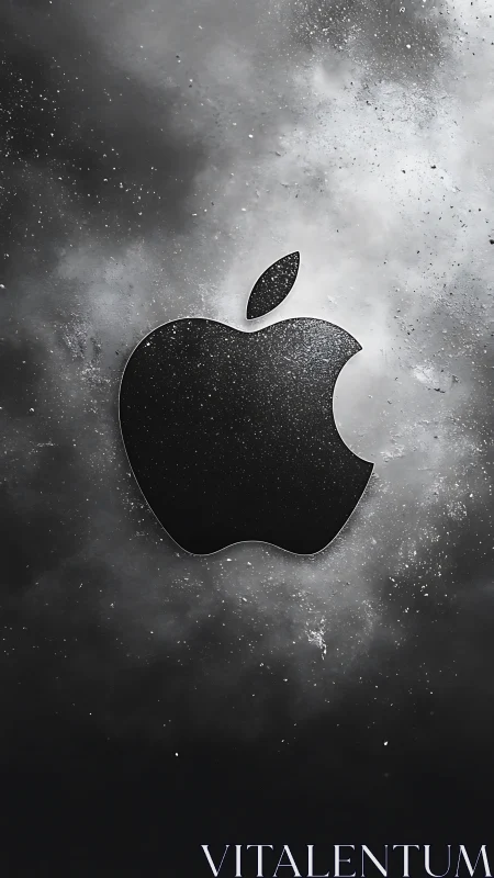 Luminous Apple Logo Against Turbulent Particle Storm.