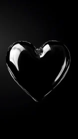 Glass Heart Sculpture Rendered Against Black Background