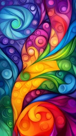 Chromatic spiral currents in layered abstract digital swirls.