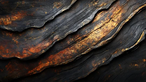 Abstract textured surface with gold and dark tones, layered style.