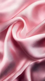 Pink satin textile forms controlled folds under soft lighting