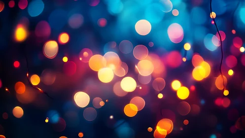 Colorful Bokeh Light Abstract With Festive Glowing Circles.