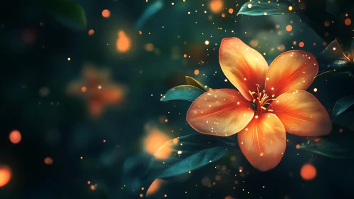 Glowing Flower Blooms with Magical Light and Warmth