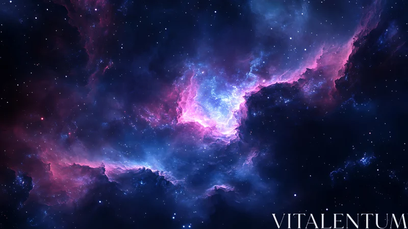Radiant violet nebula glows within deep star-filled void