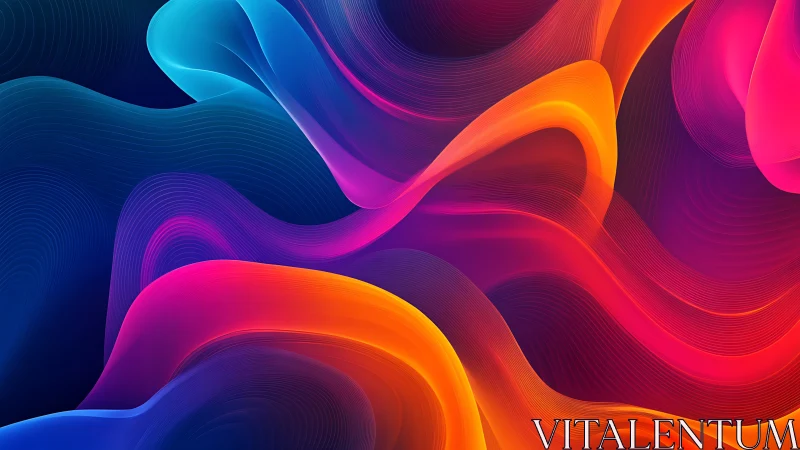 Colorful abstract waves form layered flowing digital curves