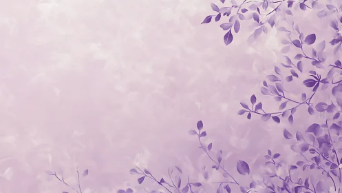 Lavender branches drift softly across a dreamy pastel haze
