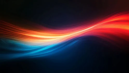 Glowing currents of red and blue drifting through night.