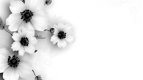 Monochrome Anemones: Nature's Minimalist Bloom Theater.