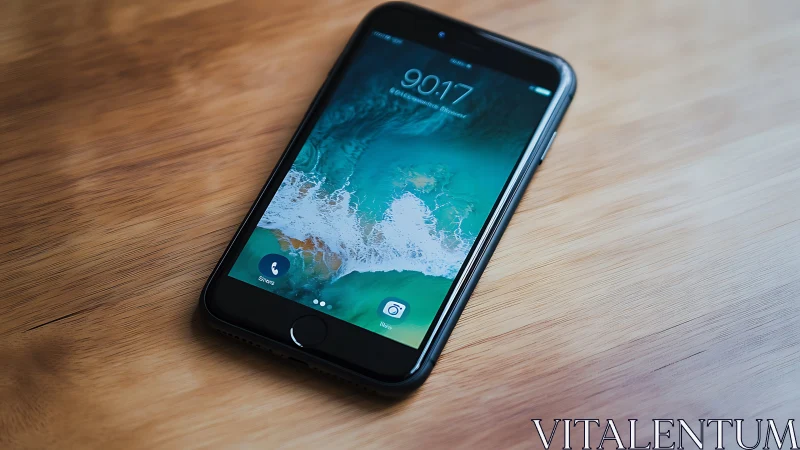 iPhone Lock Screen Display with Ocean Wallpaper at 9:17.