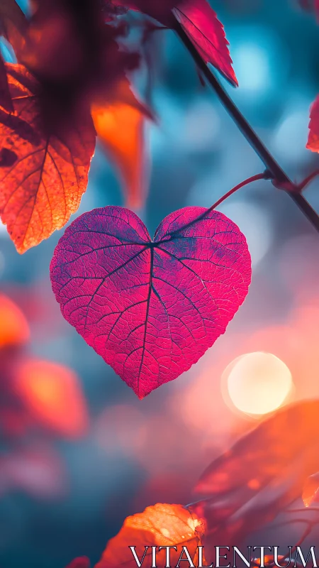 Heart-Shaped Leaf with Backlighting and Color Gradient.
