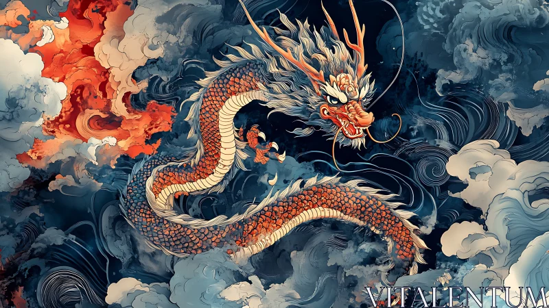 Spectral sinuous dragon in turbulent chromatic stormclouds.