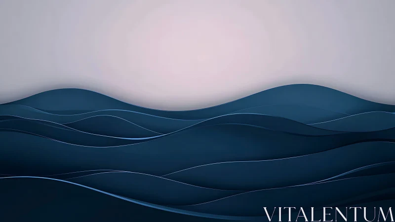 Minimal blue wave landscape with soft fading horizon.