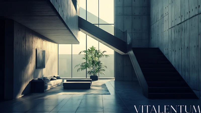 Sunlit Brutalism: Concrete Cathedral of Minimalist Solitude.