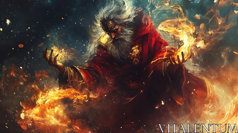 Fire-wielding elder sorcerer commands swirling inferno