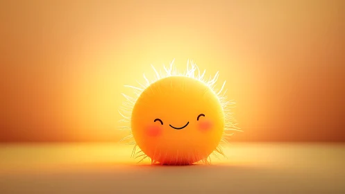 Smiling pocket sun glows softly in a feather-bright halo