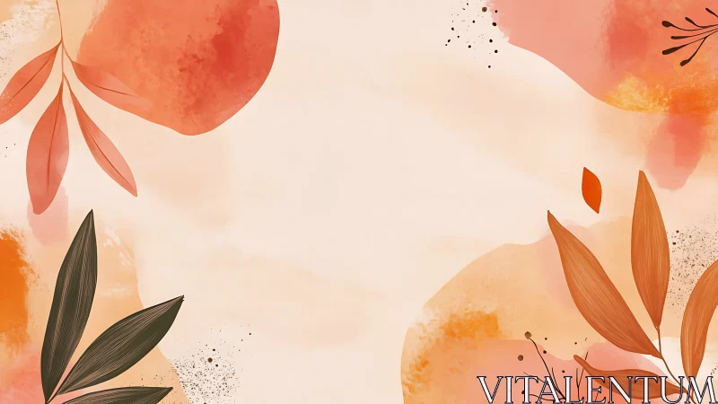 Warm abstract foliage frame with muted watercolor washes.