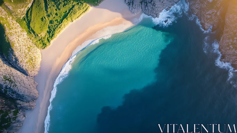 Coastal Paradise: Turquoise Waters Embrace Golden Sand and Emerald Cliffs