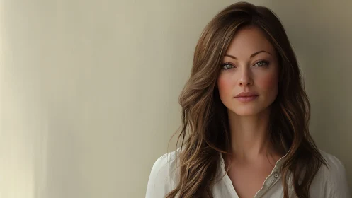 Portrait of a Woman with Long Brown Hair in Soft Natural Light.