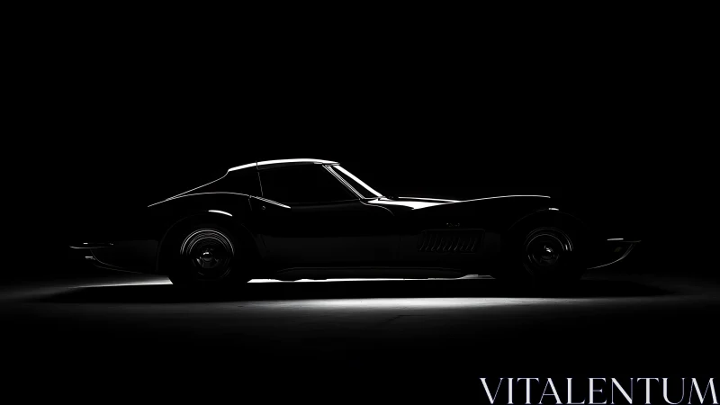Midnight muscle car silhouette slices clean through darkness