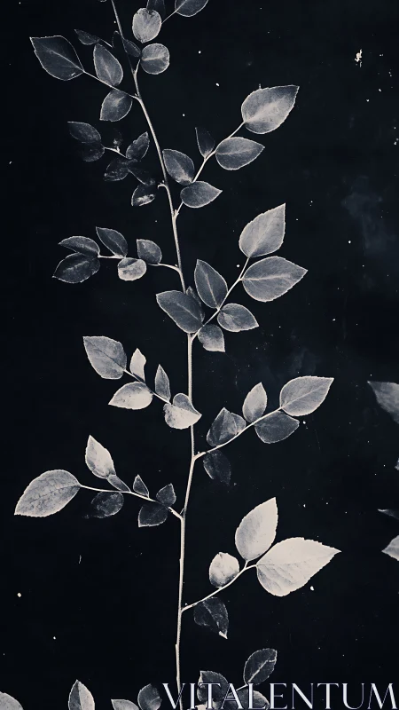 Graceful vine of pale leaves reaches upward in quiet calm