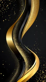 Curved metallic ribbons with dispersed gold particle elements.