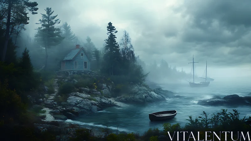 Lighthouse Cottage in Coastal Mist.