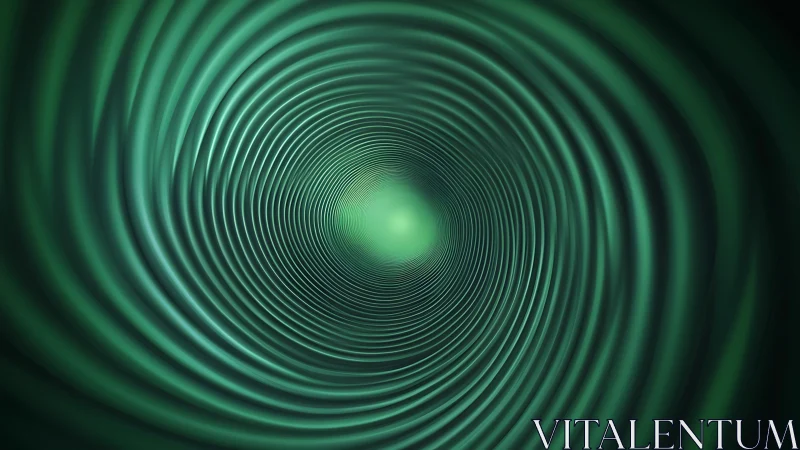 Green concentric tunnel rings forming abstract vortex.