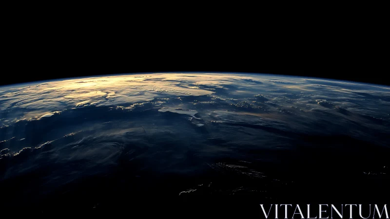 Curved Earth horizon under low-angle solar illumination from orbit