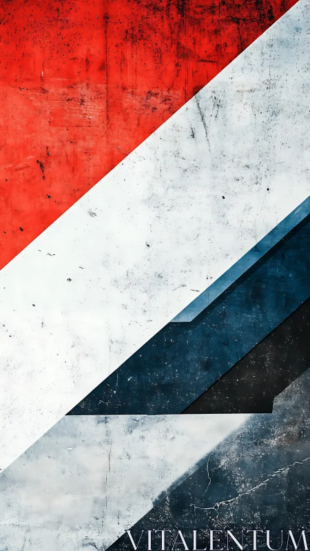 Abstract diagonal color blocks with textured geometry.