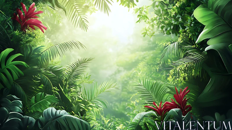 Luminous Jungle Canopy: Digital Botanical Narrative.