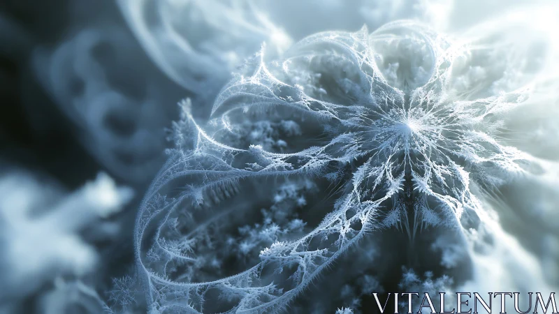Fractal ice bloom radiating crystalline filigree forms.
