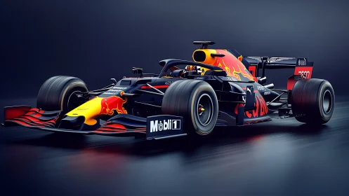 Red Bull Formula racing car rendered in digital detail.