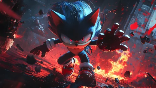 High-velocity cobalt hedgehog in eruptive urban inferno mode.