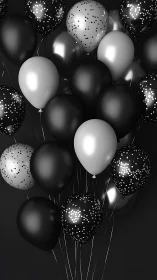 Elegant Black and White Balloons Create Festive Celebration Moment
