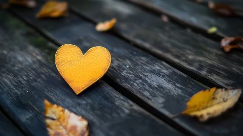 Golden Heart Rests Among Autumn's Dark Embrace.