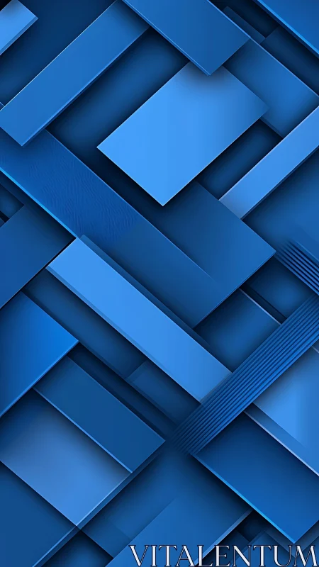 Layered isometric blue panels with geometric depth gradients