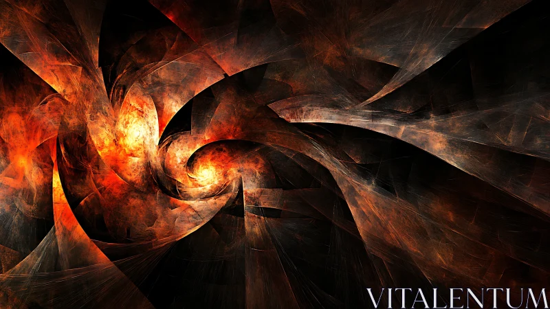 Fiery swirling energy dances through a dark abstract space