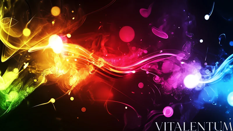 Chromatic plasma ribbon traversing high-contrast dark field.