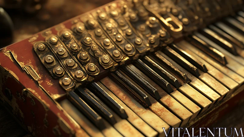 Steampunk style mechanical keyboard overlays worn piano keys