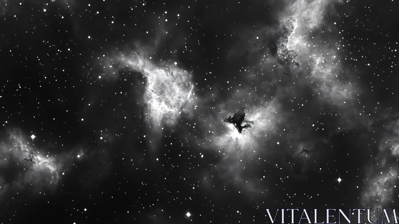 Starlit nebula clouds glow softly across a silent sky