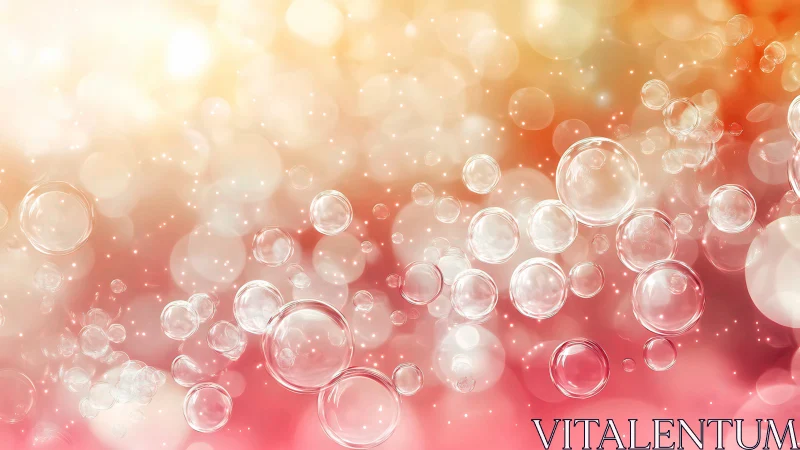 Translucent bubbles drift across warm bokeh gradient field